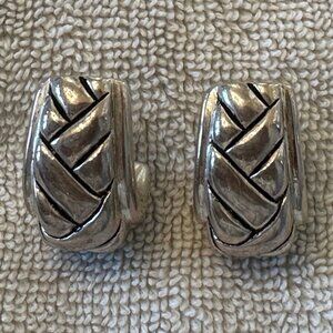 Silver Braided Clip Earrings